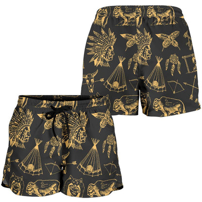 American indian Gold Style Women Shorts-JTAMIGO.COM