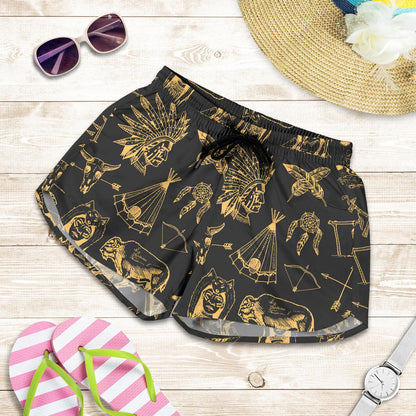American indian Gold Style Women Shorts-JTAMIGO.COM