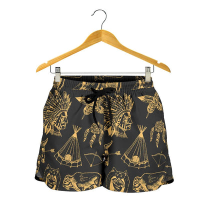 American indian Gold Style Women Shorts-JTAMIGO.COM