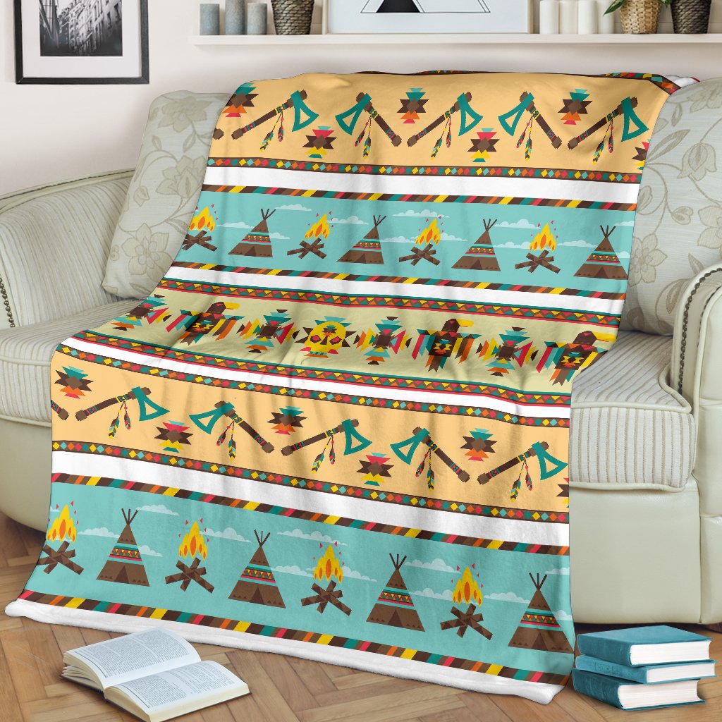 American Indian Life Pattern Fleece Blanket