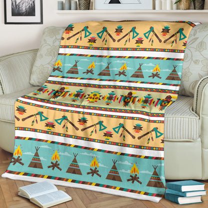 American Indian Life Pattern Fleece Blanket