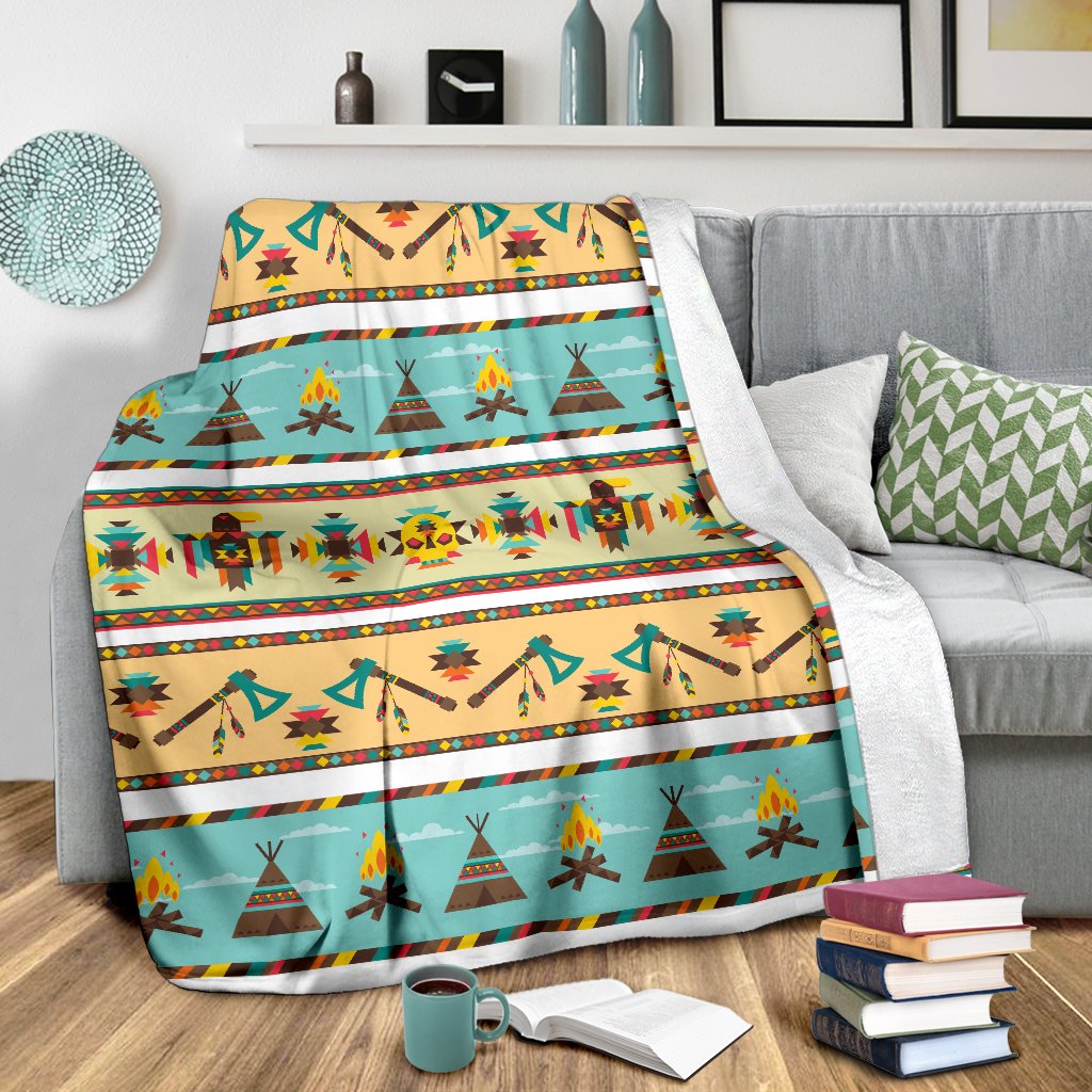 American Indian Life Pattern Fleece Blanket