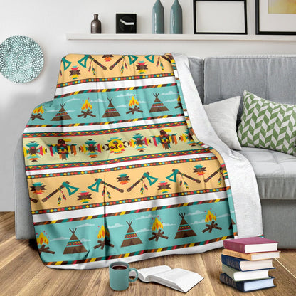 American Indian Life Pattern Fleece Blanket