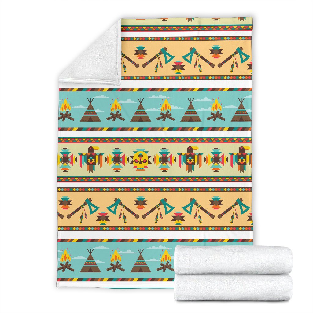 American Indian Life Pattern Fleece Blanket