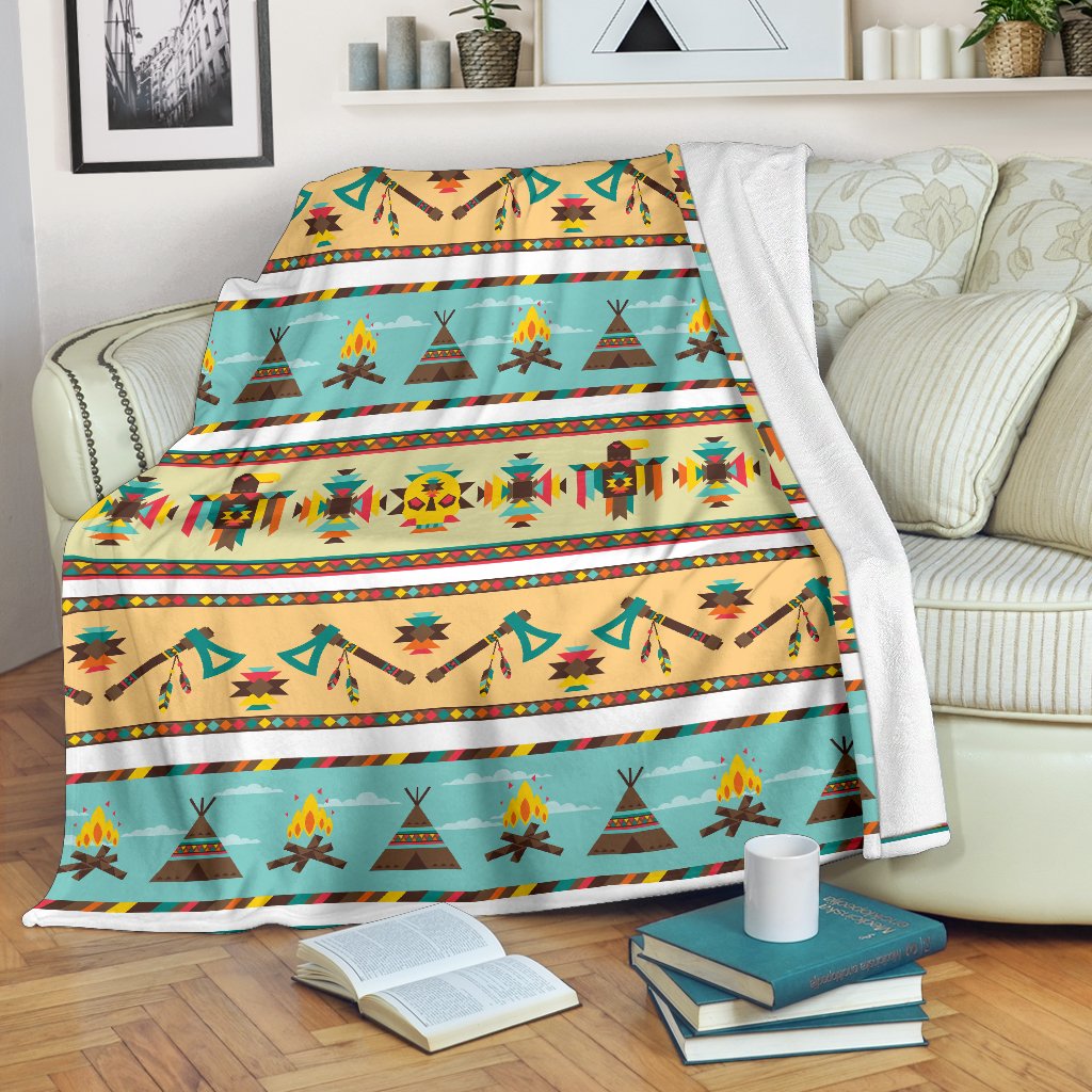 American Indian Life Pattern Fleece Blanket
