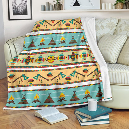 American Indian Life Pattern Fleece Blanket