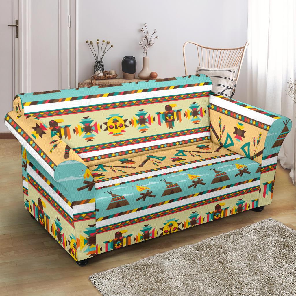 American indian Life Pattern Loveseat Slipcover-JTAMIGO.COM