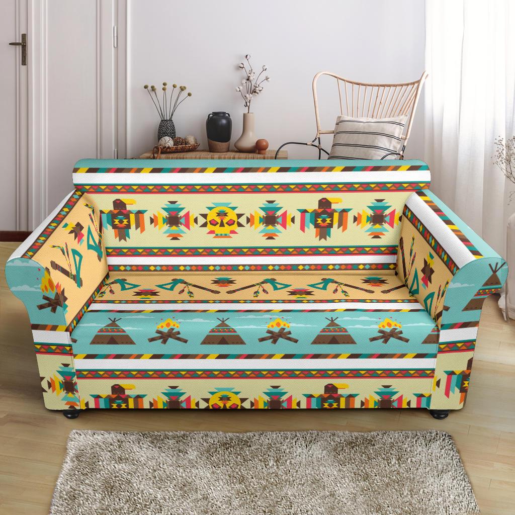 American indian Life Pattern Loveseat Slipcover-JTAMIGO.COM