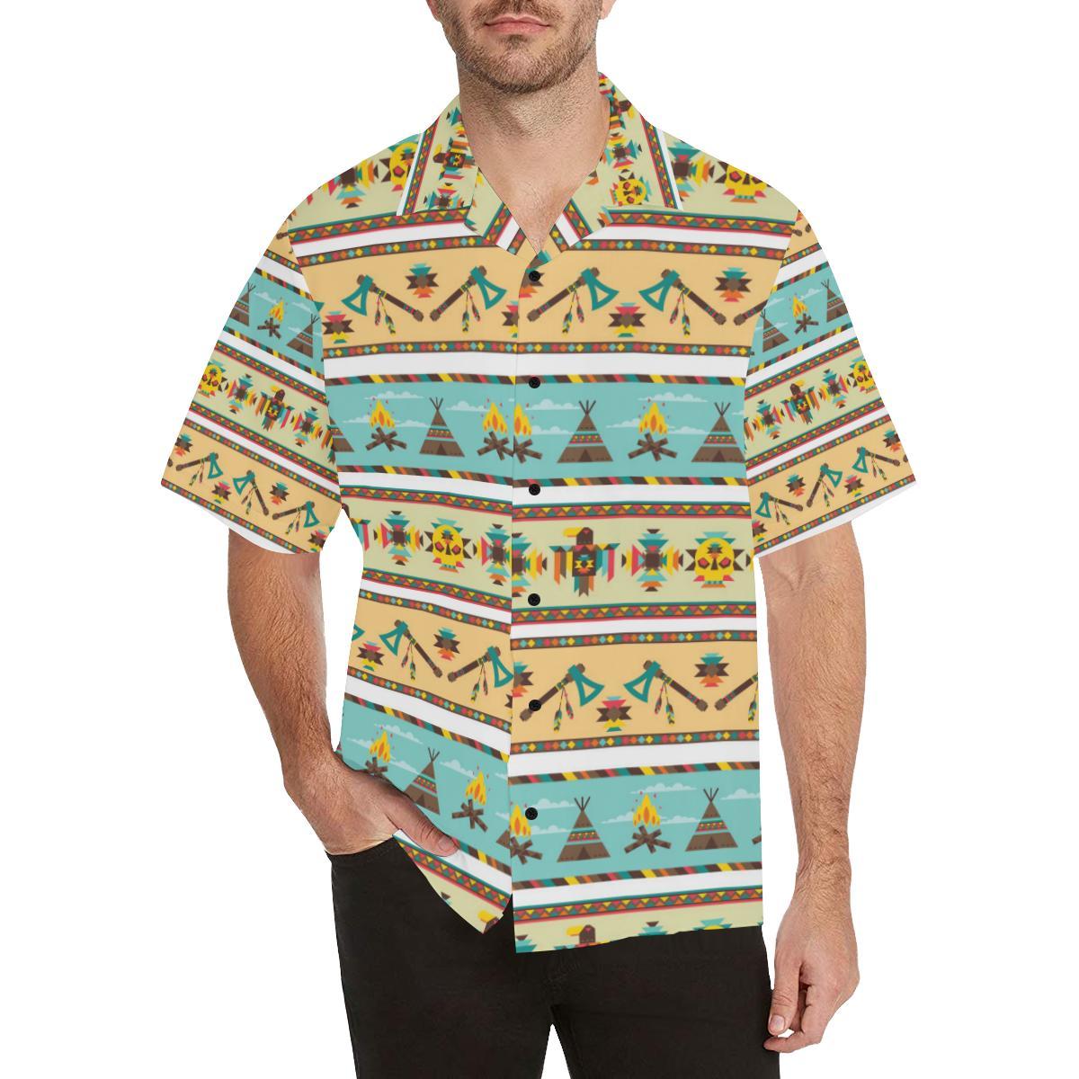 American indian Life Pattern Men Aloha Hawaiian Shirt
