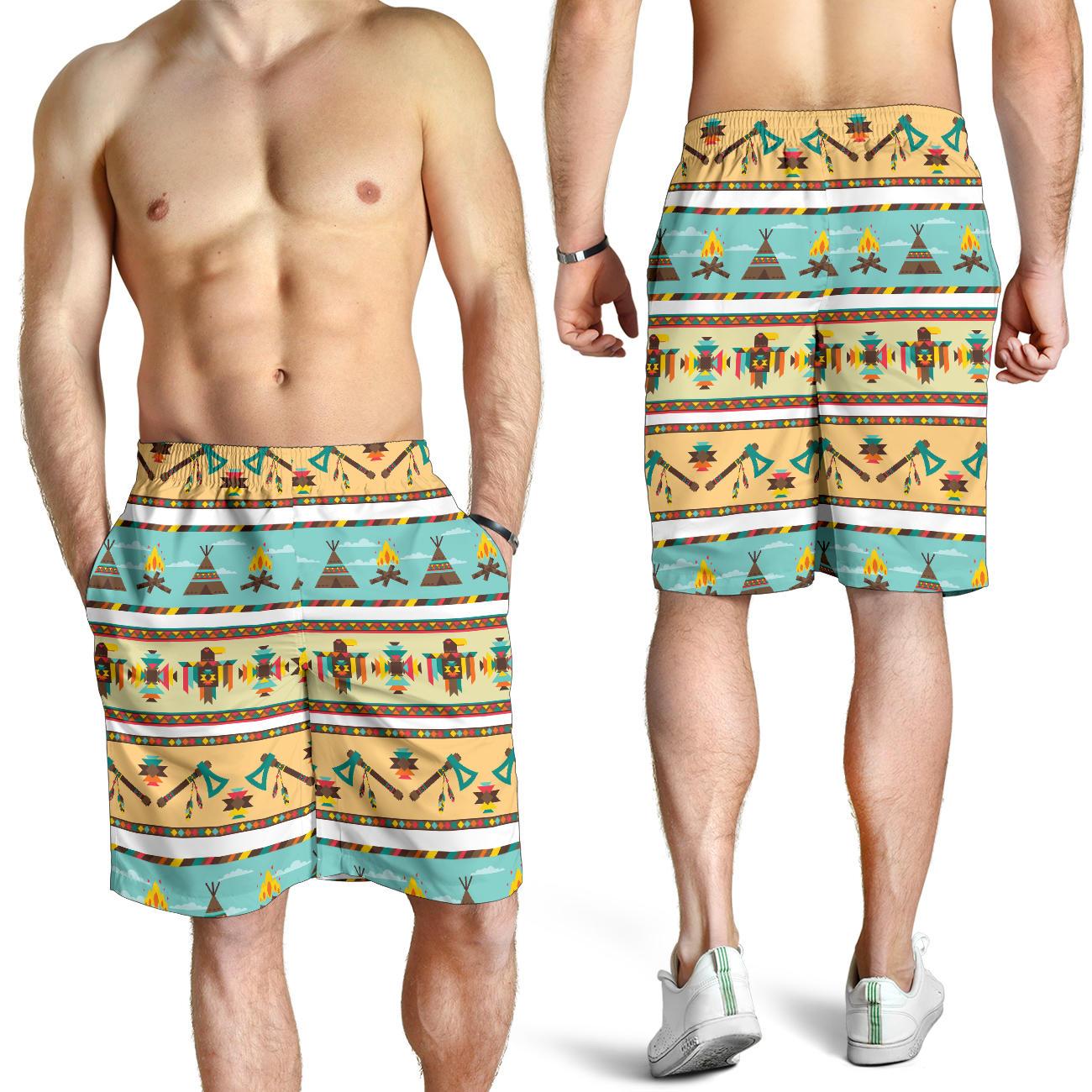 American indian Life Pattern Mens Shorts-JTAMIGO.COM