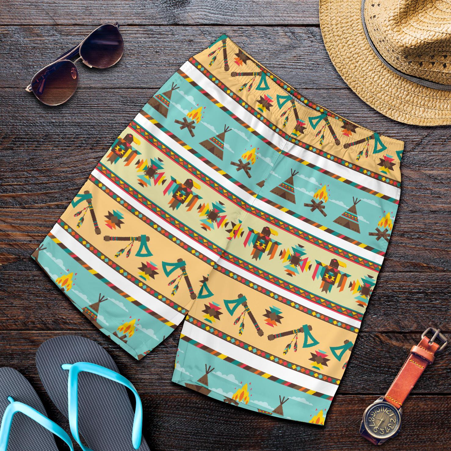 American indian Life Pattern Mens Shorts-JTAMIGO.COM