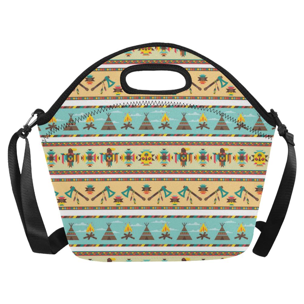 American indian Life Pattern Neoprene Lunch Bag (Model 1669)(Large)-JTAMIGO.COM