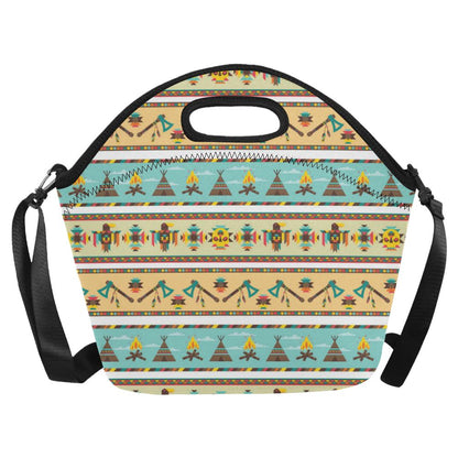 American indian Life Pattern Neoprene Lunch Bag (Model 1669)(Large)-JTAMIGO.COM