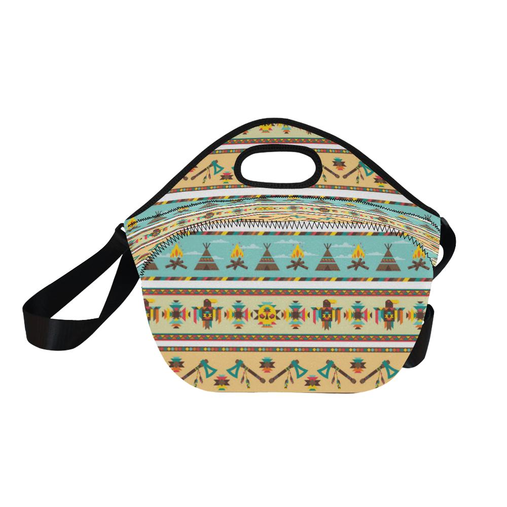 American indian Life Pattern Neoprene Lunch Bag (Model 1669)(Large)-JTAMIGO.COM