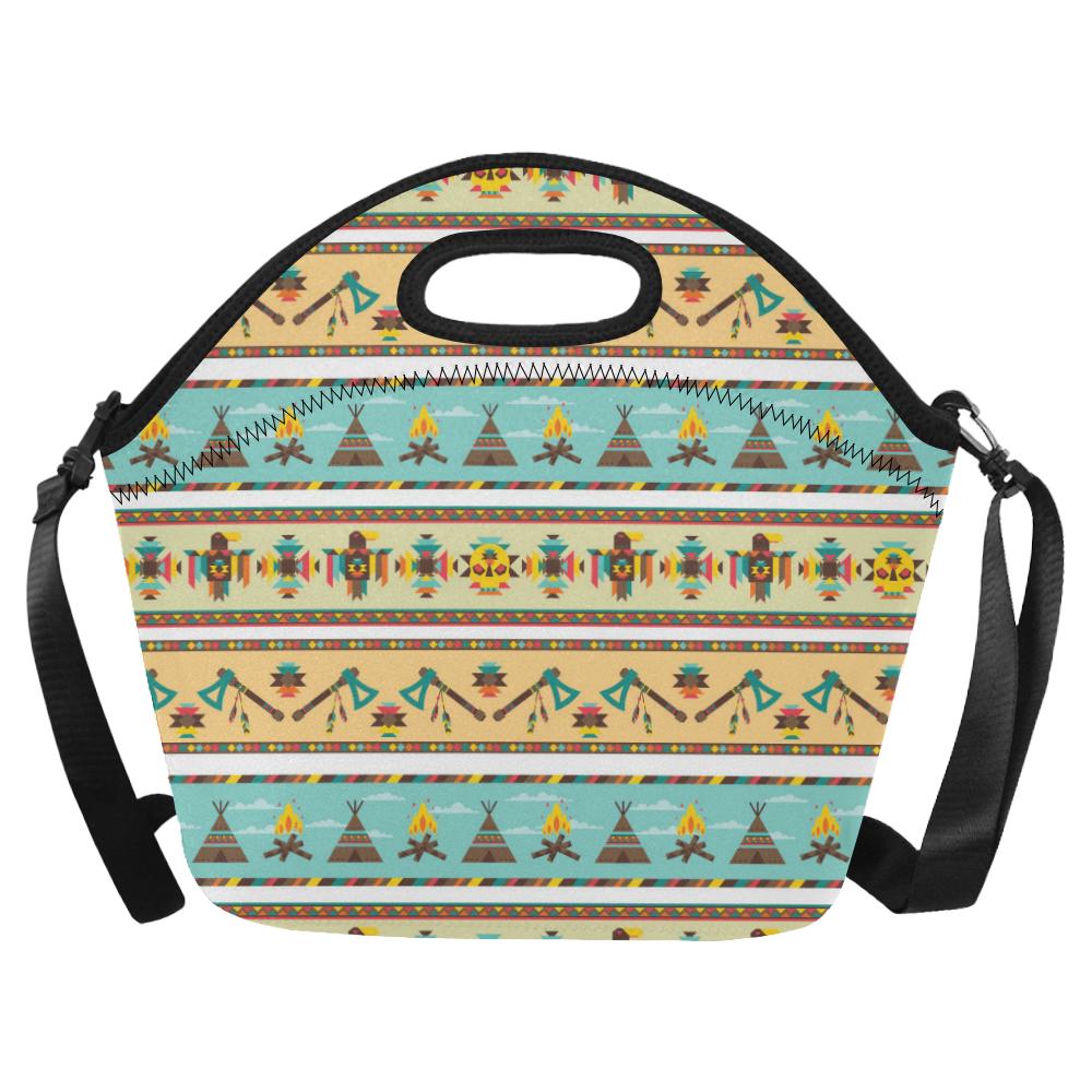American indian Life Pattern Neoprene Lunch Bag (Model 1669)(Large)-JTAMIGO.COM