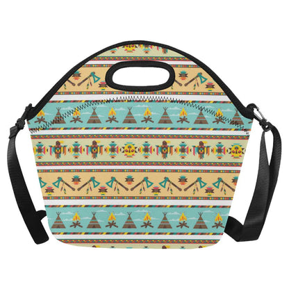 American indian Life Pattern Neoprene Lunch Bag (Model 1669)(Large)-JTAMIGO.COM