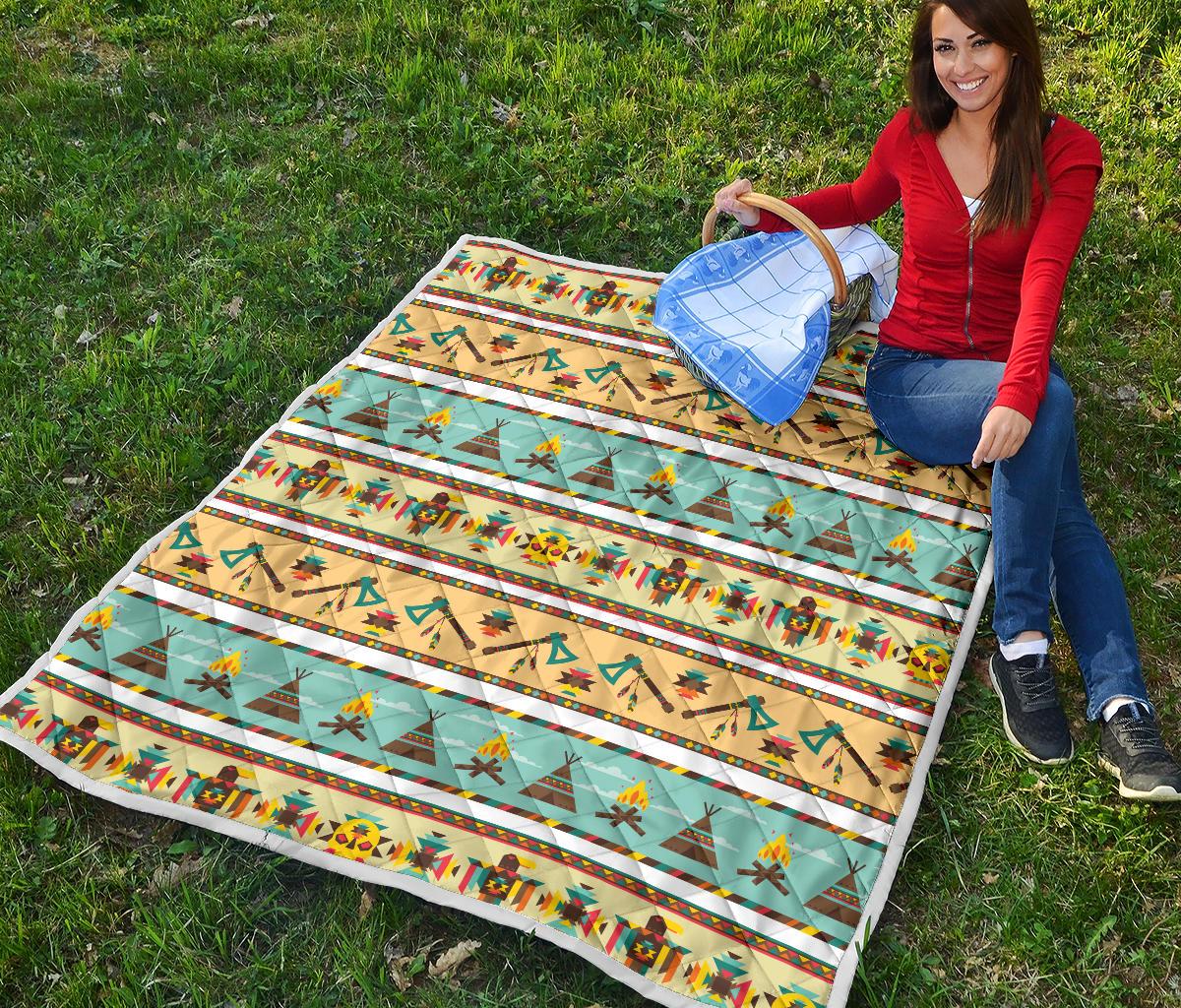 American indian Life Pattern Premium Quilt-JTAMIGO.COM