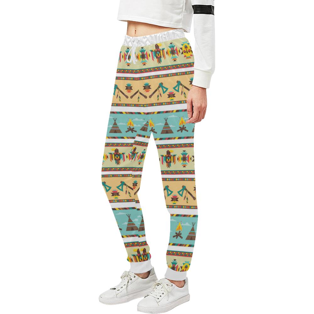 American indian Life Pattern Unisex Casual Sweatpants (Model L11)-JTAMIGO.COM