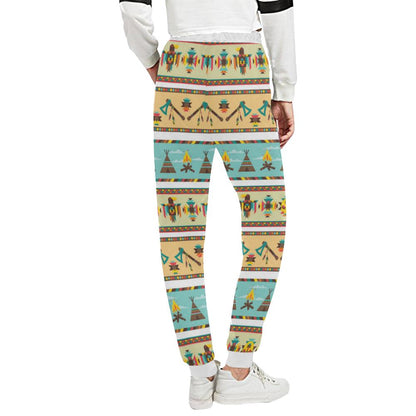 American indian Life Pattern Unisex Casual Sweatpants (Model L11)-JTAMIGO.COM