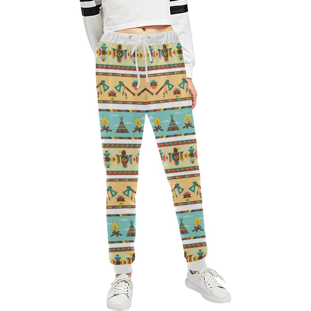 American indian Life Pattern Unisex Casual Sweatpants (Model L11)-JTAMIGO.COM