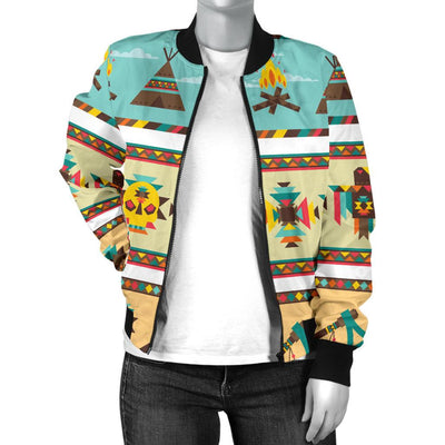American Indian Life Pattern Women Casual Bomber Jacket