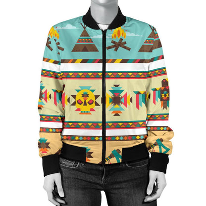 American Indian Life Pattern Women Casual Bomber Jacket