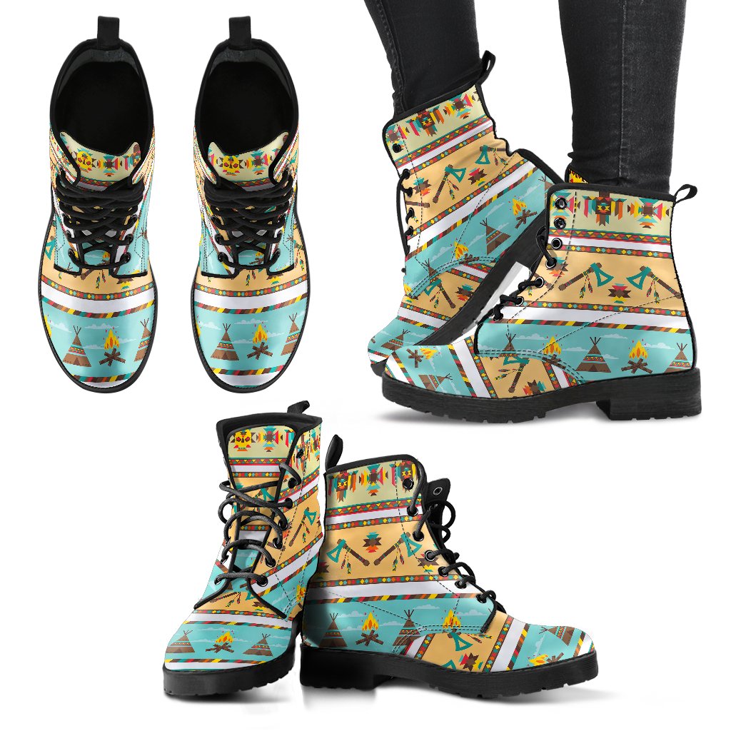 American indian Life Pattern Women Leather Boots-JTAMIGO.COM