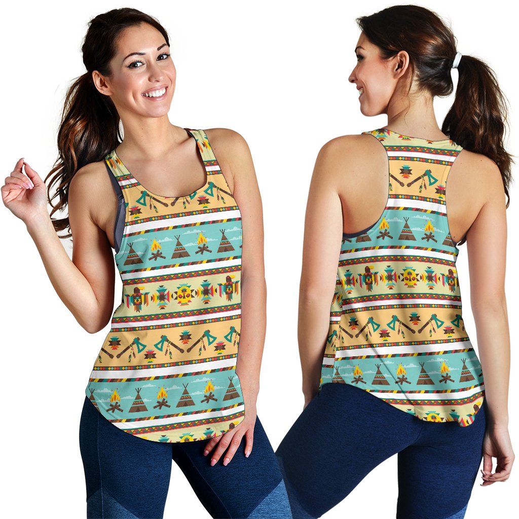 American Indian Life Pattern Women Racerback Tank Top