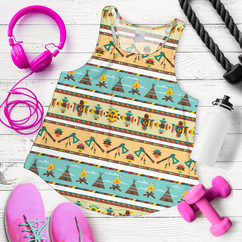 American Indian Life Pattern Women Racerback Tank Top