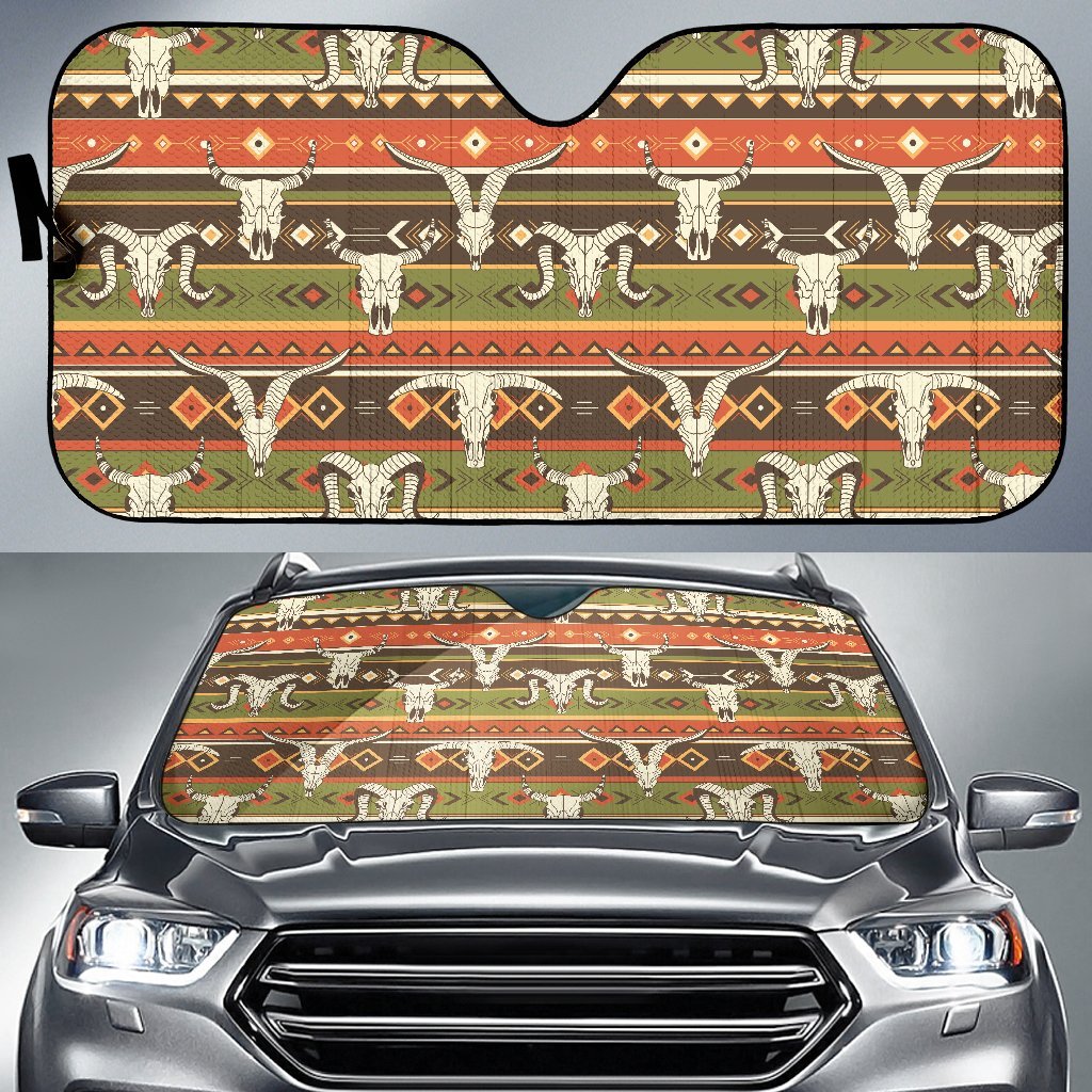 American Indian Skull Animal Car Sun Shade For Windshield