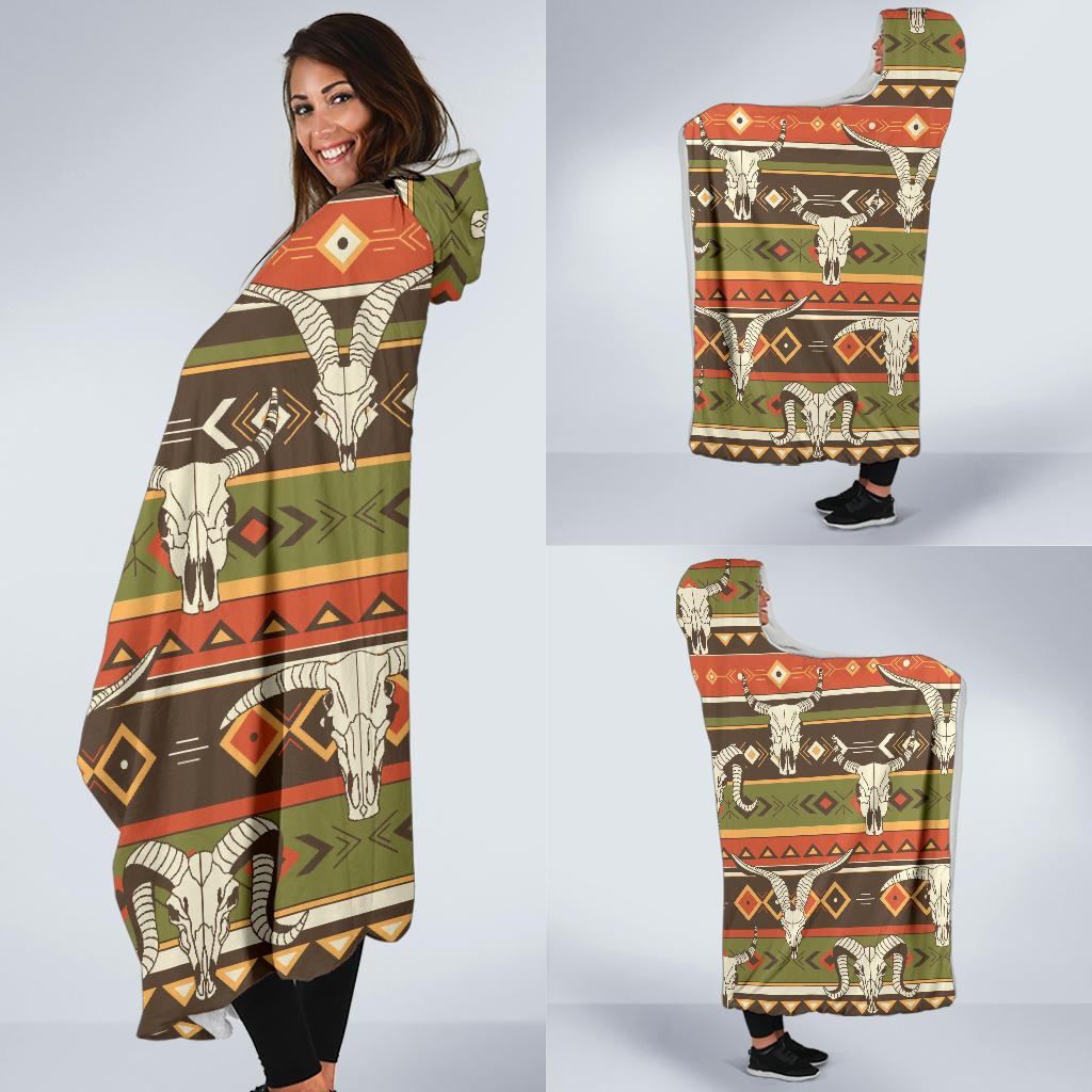 American indian Skull Animal Hooded Blanket-JTAMIGO.COM