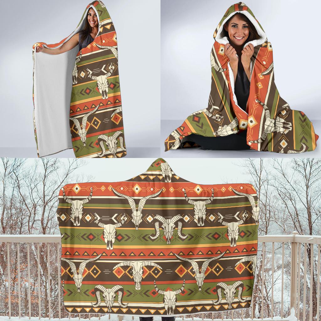 American indian Skull Animal Hooded Blanket-JTAMIGO.COM