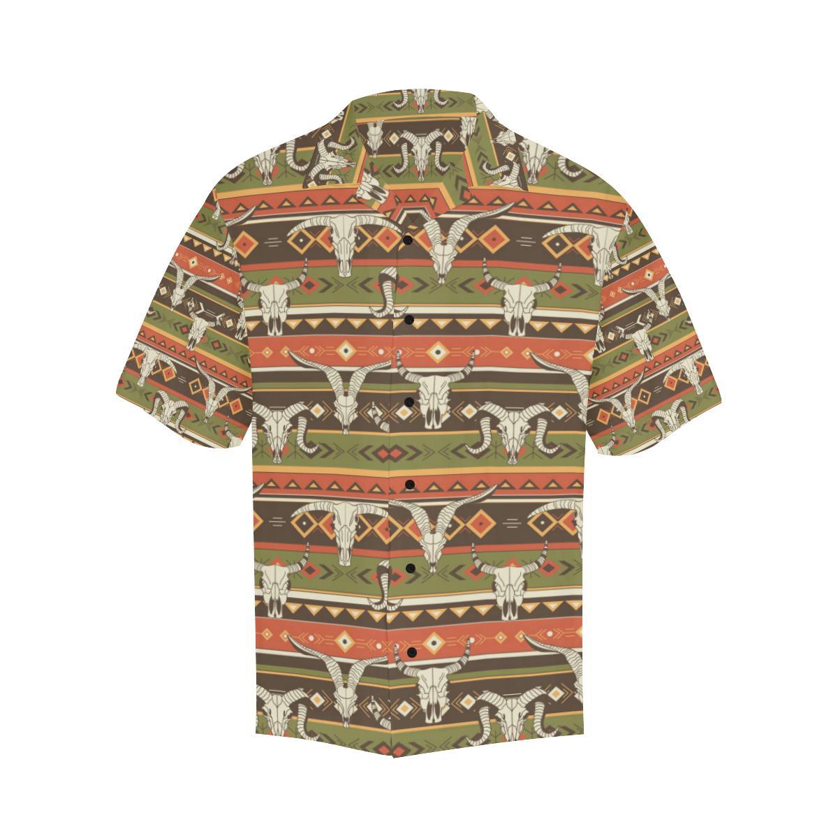 American indian Skull Animal Men Aloha Hawaiian Shirt