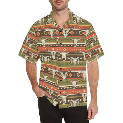 American indian Skull Animal Men Aloha Hawaiian Shirt
