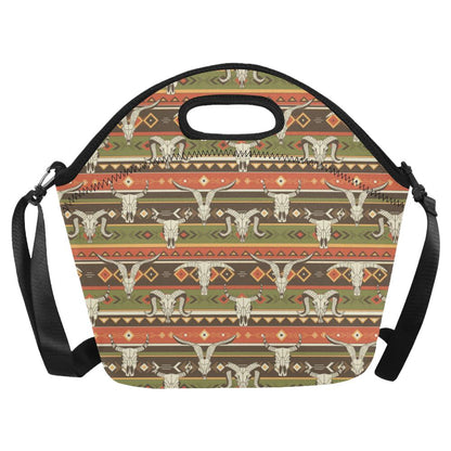 American indian Skull Animal Neoprene Lunch Bag (Model 1669)(Large)-JTAMIGO.COM