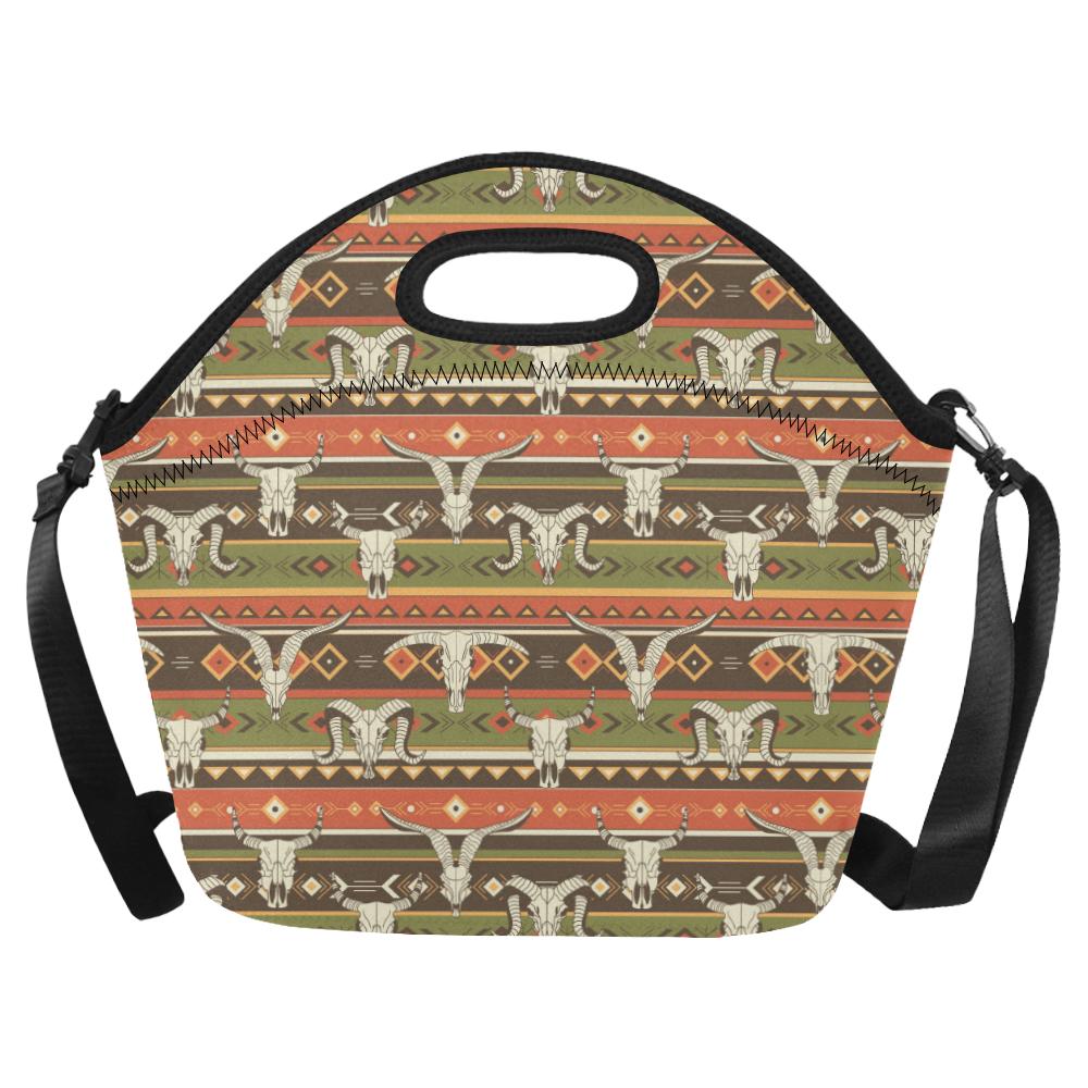 American indian Skull Animal Neoprene Lunch Bag (Model 1669)(Large)-JTAMIGO.COM