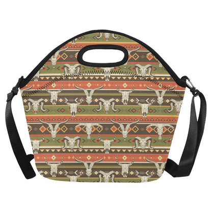 American indian Skull Animal Neoprene Lunch Bag (Model 1669)(Large)-JTAMIGO.COM