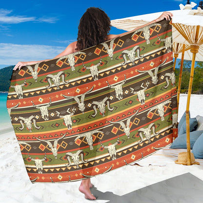 American indian Skull Animal Sarong Pareo Wrap