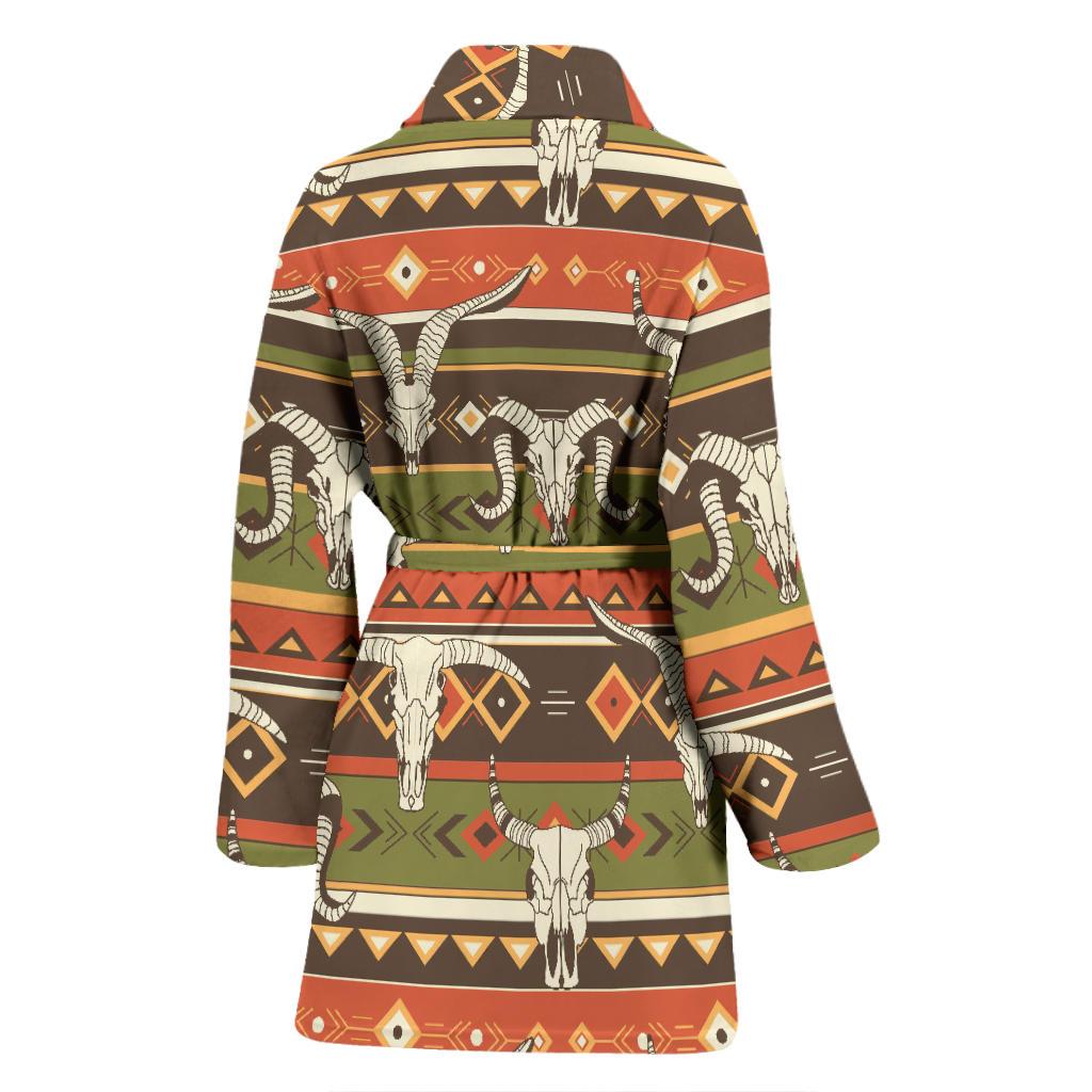 American indian Skull Animal Women Bath Robe-JTAMIGO.COM