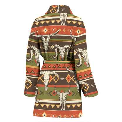 American indian Skull Animal Women Bath Robe-JTAMIGO.COM