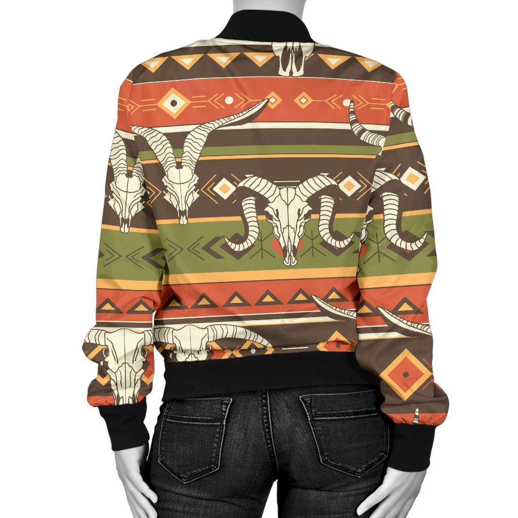American Indian Skull Animal Women Casual Bomber Jacket