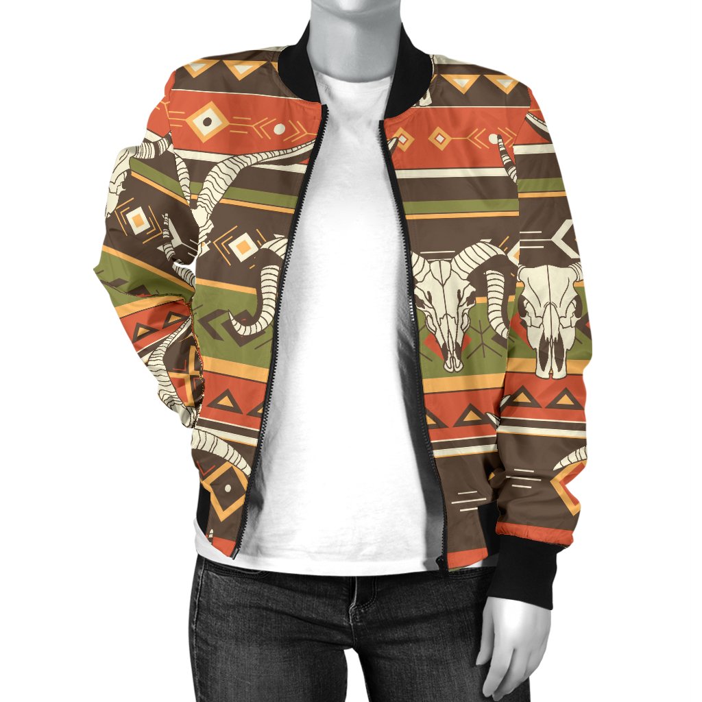 American Indian Skull Animal Women Casual Bomber Jacket