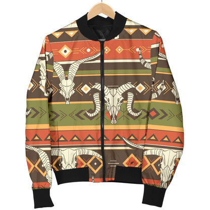 American Indian Skull Animal Women Casual Bomber Jacket