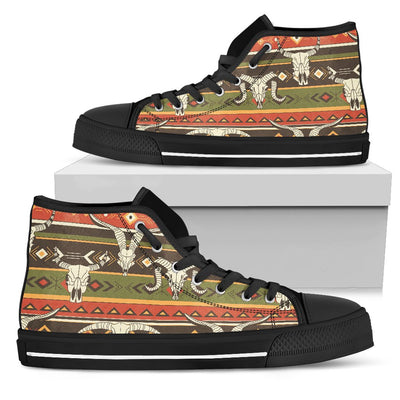 American Indian Skull Animal Women High Top Shoes