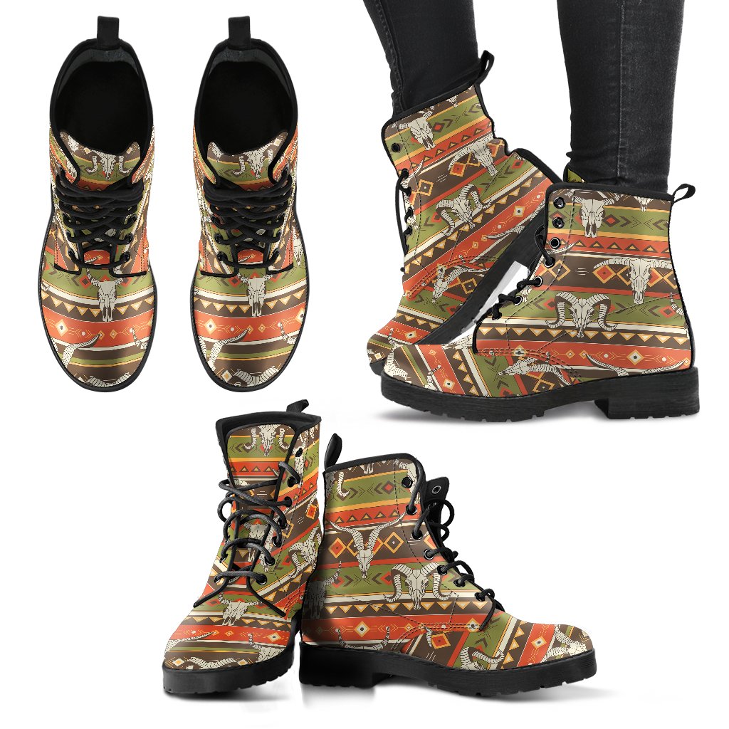 American indian Skull Animal Women Leather Boots-JTAMIGO.COM