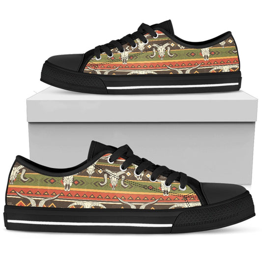 American indian Skull Animal Women Low Top Shoes