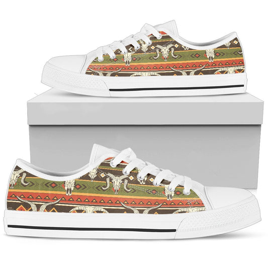 American indian Skull Animal Women Low Top Shoes