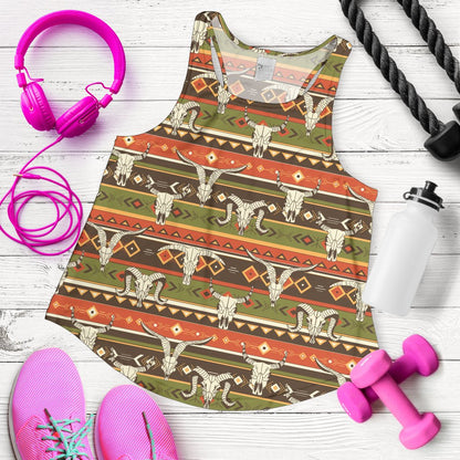 American Indian Skull Animal Women Racerback Tank Top