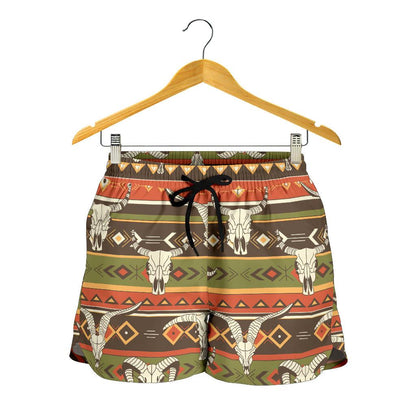 American indian Skull Animal Women Shorts-JTAMIGO.COM