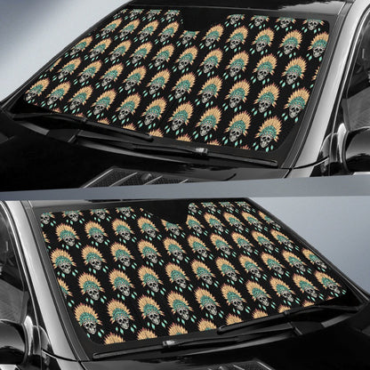 American Indian Skull Pattern Car Sun Shade For Windshield